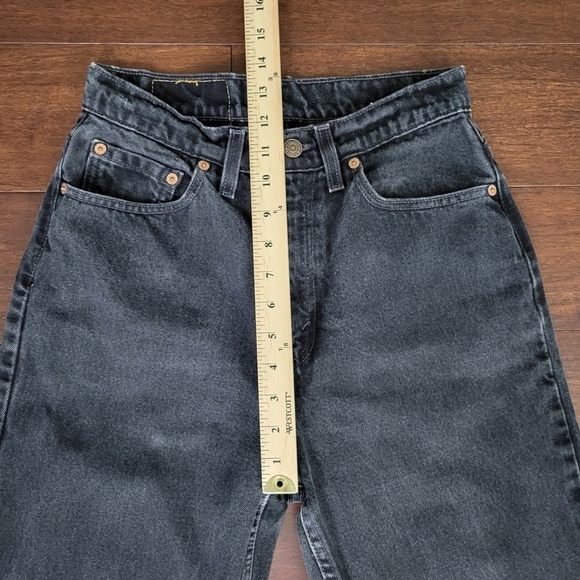Levi's 521 Vtg 90s Tapered High Waist Rigid Denim Jeans 8 Short Black 26x28 - Picture 10 of 13